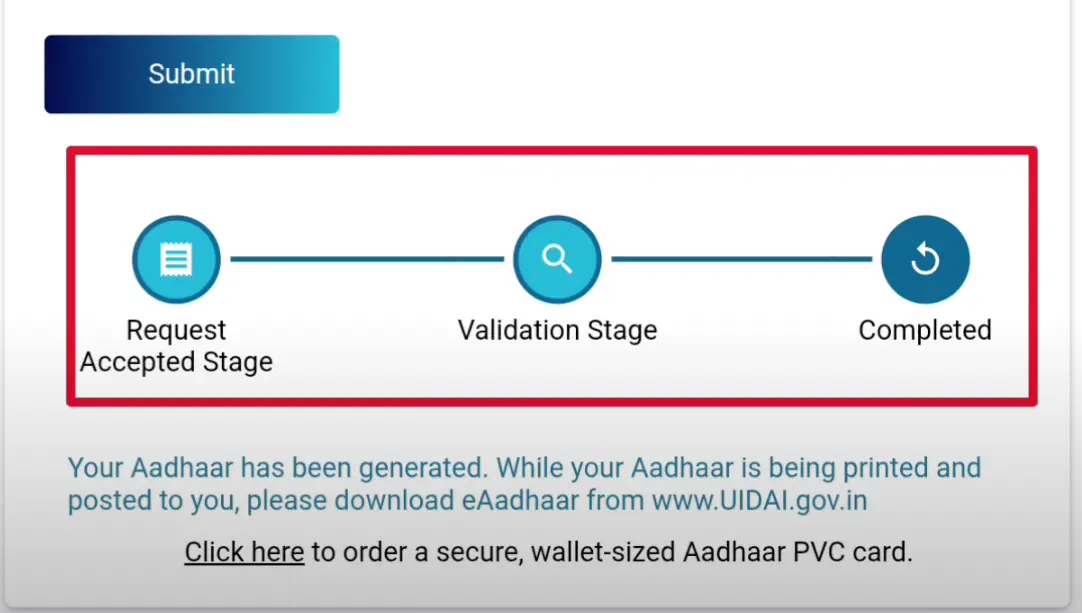 aadhar status updated and approved 4