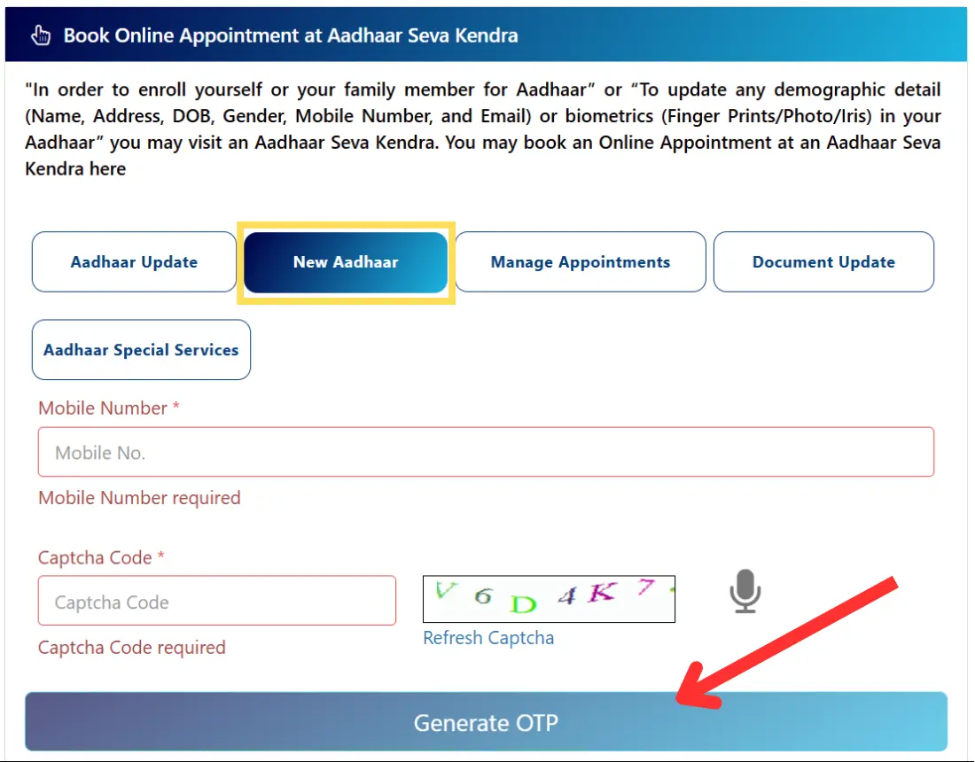 book appointment for aadhar update and enrollment 3